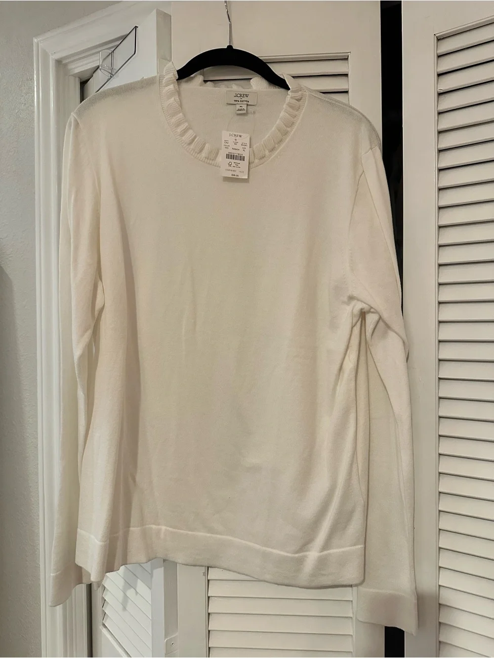 J.Crew Factory Ruffle Neck Sweater in Ivory